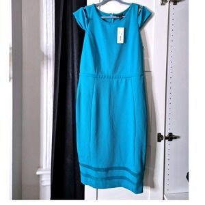 NWT Nicole by‎ Nicole Miller XL Blue Cold Shoulder Sheath Dress  Career